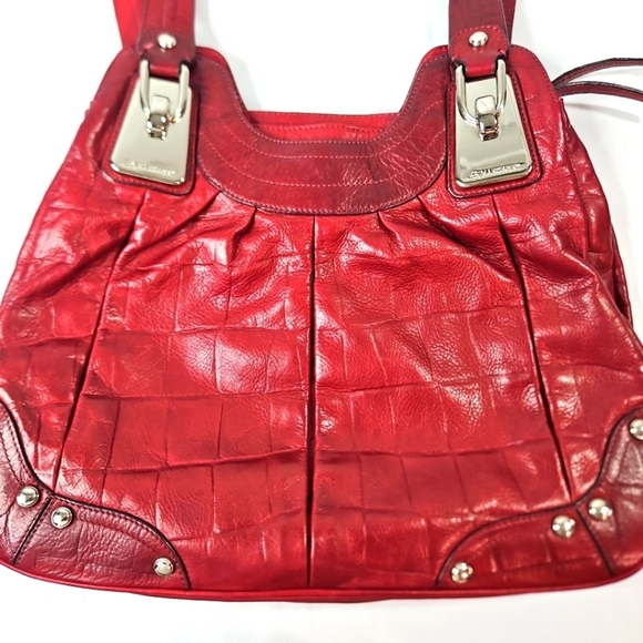 B. Makowsky Red Leather Large Satchel - Picture 6 of 10